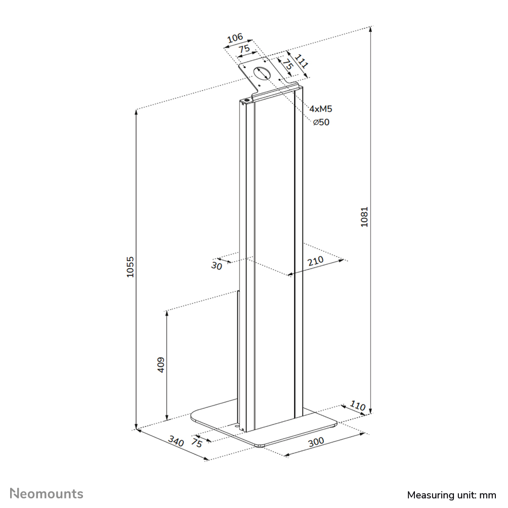Neomounts FL15-628BL1 Supporto  da pavimento per tablet - max 3 kg | 6,6 lbs - con serratura